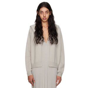 FRENCKENBERGER 100% Mongolian Cashmere Gray Mini Bomber Hoodie (M)